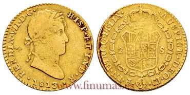 Cy15350.- FERNANDO VII - 2 Escudos 1813 Cadiz CJ - BC+