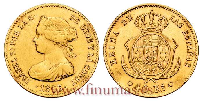 Cy16359.- ISABEL II 40 REALES 1863 BARCELONA