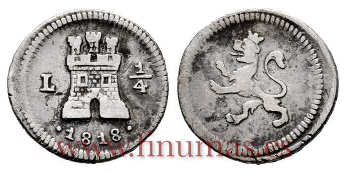 Cy14178.- CARLOS IV - 1/4 Real 1818 LIMA.  MBC-
