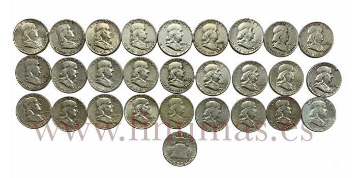 ESTADOS UNIDOS - K-199L1 - 28 x 1/2 DÓLAR FRANKLIN DIFERENTES - MBC