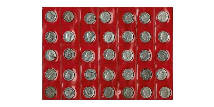 ESTADOS UNIDOS - K-195.L2- LOTE 35 x 10 CENTAVOS 1946/64  MBC/EBC - PLATA