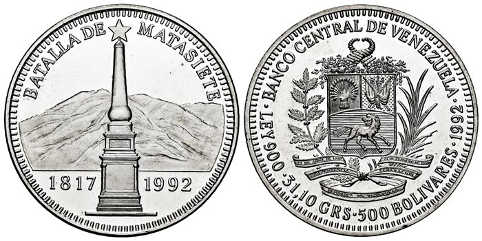 VENEZUELA - K-069 - 500 BOLIVARES 1992 - Proof