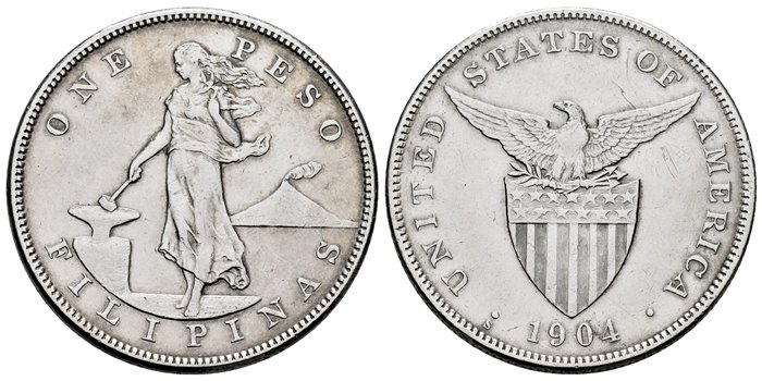 FILIPINAS - k-168 - 1 Peso 1904 S - EBC-