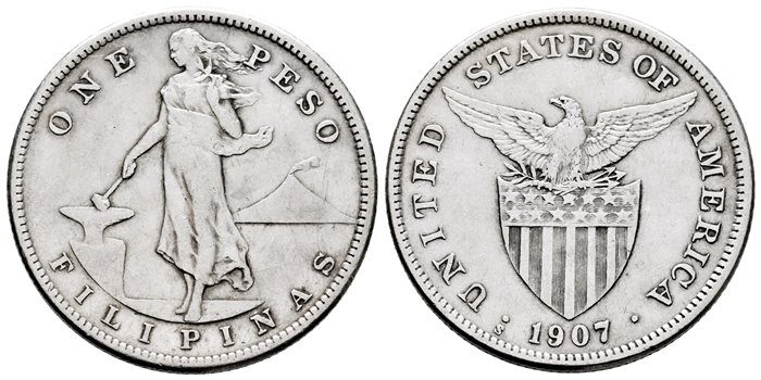 FILIPINAS - k-172 - 1 Peso 1907 S - MBC+