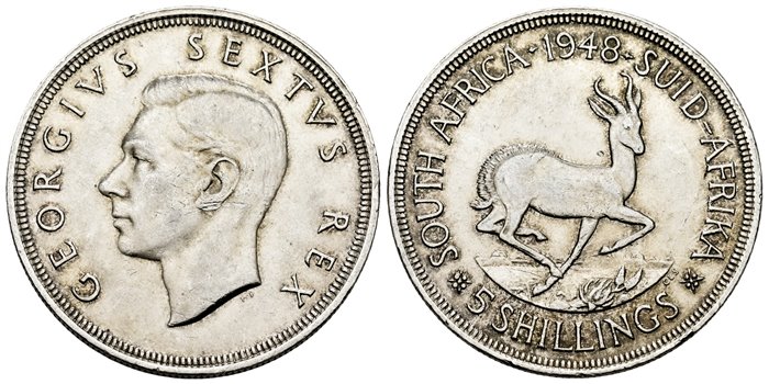 SURAFRICA - K-040 - 5 SHILLING 1948 - EBC+