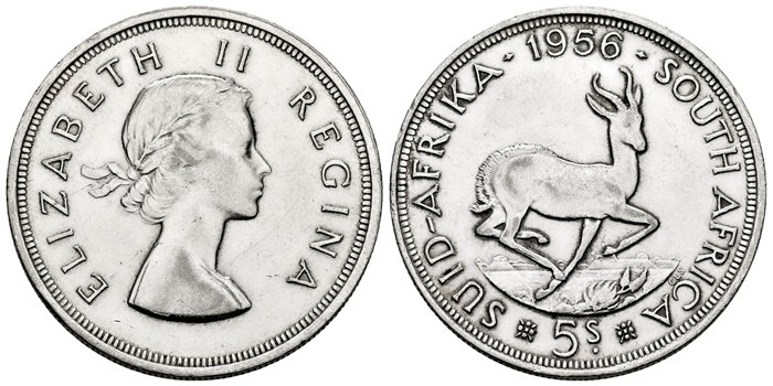 SURAFRICA - K-052 - 5 SHILLING 1956 - EBC