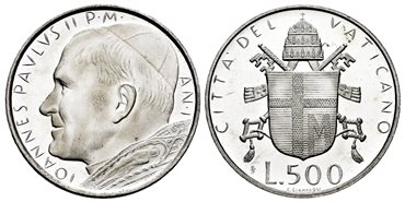 VATICANO - K-148 - 500 Liras 1979 Juan Pablo II- SC