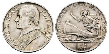 VATICANO - K-007 - 5 Liras 1936 Pius XI- SC