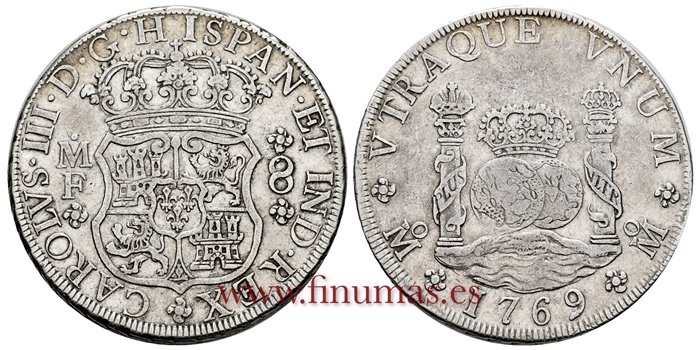 Cy11190.-CARLOS III - 8 Reales 1769 Mexico M.F.- Columnario -MBC