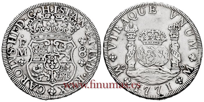 Cy11209.-CARLOS III - 8 Reales 1771 Mexico F.M.- Columnario -MBC