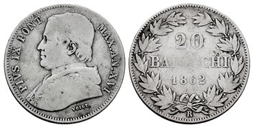 VATICAN - K-1360 - 20 SOLDI 1862-R - BC