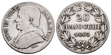 VATICAN - K-1360 - 20 SOLDI 1863-R - MBC