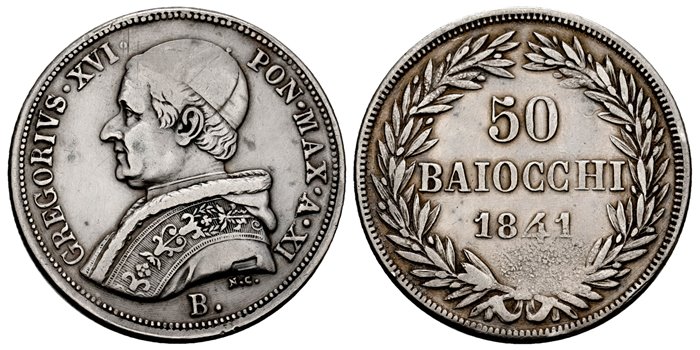 VATICAN - K-1323 - 50 Baiocchi 1841 - MBC