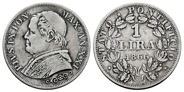 VATICAN - K-1378 - 1 Lira 1866-R - MBC-