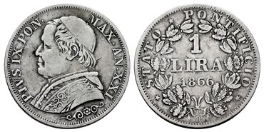 VATICAN - K-1378 - 1 Lira 1866-R - MBC-