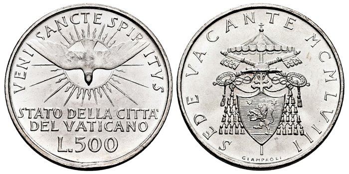 VATICANO - K-057 - 500 Liras 1958 SEDE VACANTE- SC