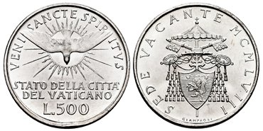 VATICANO - K-057 - 500 Liras 1958 SEDE VACANTE- SC