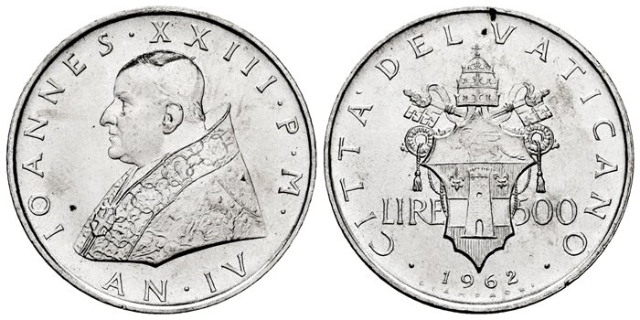 VATICANO - K-065.2 - 500 Liras 1962 Juan XXIII- SC