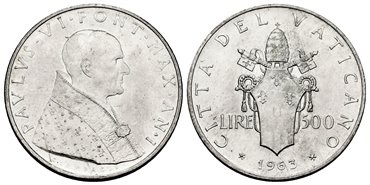 VATICANO - K-083.1 - 500 Liras 1963 Pablo VI - SC