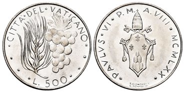 VATICANO - K-123- 500 Liras 1970 Pablo VI- SC