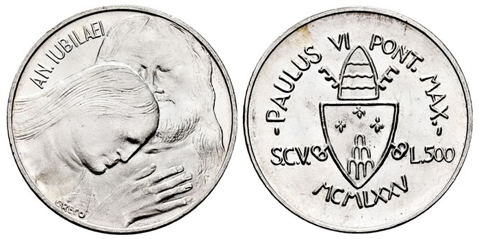 VATICANO - K-131- 500 Liras 1975 Pablo VI- SC