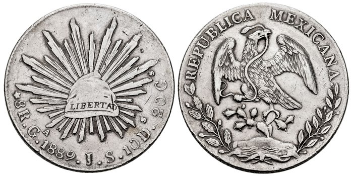 MEXICO - K377.6 - 8 REALES 1889 Guadalajara J.S.-EBC-