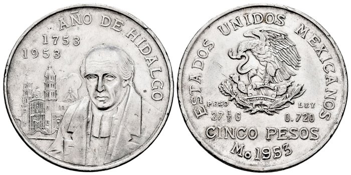 MEXICO - K468. - 5 Peso 1953.-EBC-