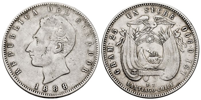 ECUADOR - K053.2.- 1 Sucre 1888.-MBC