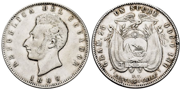 ECUADOR - K053.2.- 1 Sucre 1889.-MBC+