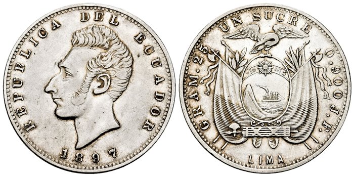 ECUADOR - K053.7.- 1 Sucre 1897.-EBC-