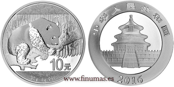 CHINA 10 YUAN PLATA PANDA 2016