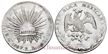 MEXICO - K377.8 - 8 REALES 1887 Guanajuato R.R.-EBC