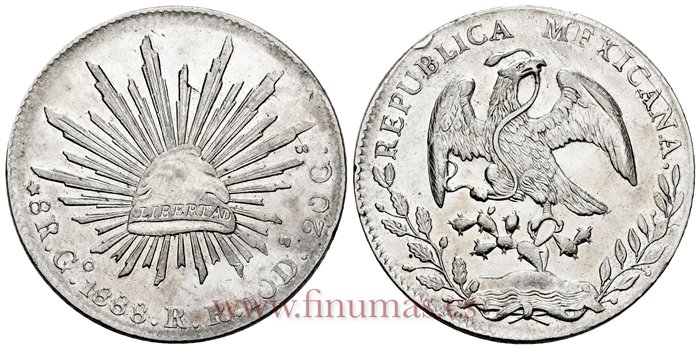 MEXICO - K377.8 - 8 REALES 1888 Guanajuato R.R.-EBC