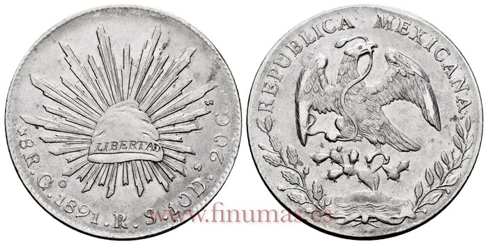 MEXICO - K377.8 - 8 REALES 1891 Guanajuato R.S.-EBC