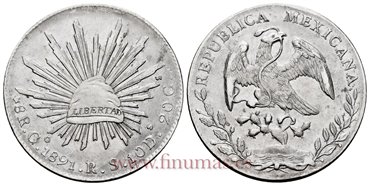 MEXICO - K377.8 - 8 REALES 1891 Guanajuato R.S.-EBC