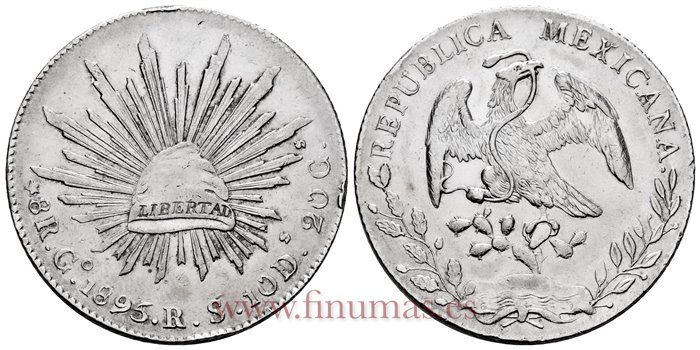 MEXICO - K377.8 - 8 REALES 1895 Guanajuato R.S.-EBC