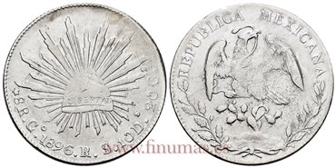 MEXICO - K377.8 - 8 REALES 1896 Guanajuato R.S.-MBC+