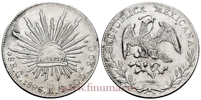 MEXICO - K377.8 - 8 REALES 1896 Guanajuato R.S.-SC-