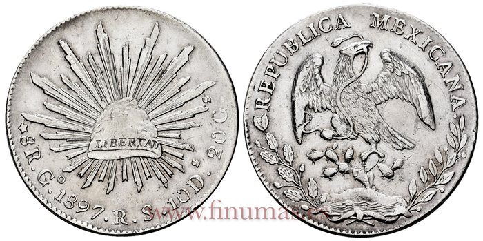 MEXICO - K377.8 - 8 REALES 1897 Guanajuato R.S.-EBC-