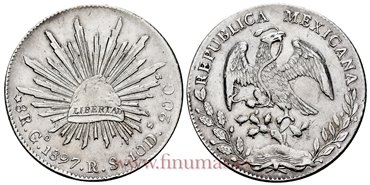 MEXICO - K377.8 - 8 REALES 1897 Guanajuato R.S.-EBC-