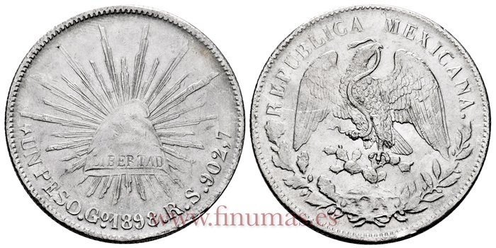 MEXICO - K409-1 - 1 Peso 1898 Guanajuato R.S.-EBC-