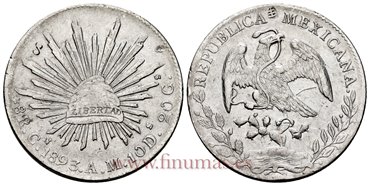 MEXICO - K377-3- 8 REALES 1893 Culiacan A.M.-MBC+