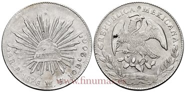 MEXICO - K377.12 - 8 REALES 1876/75 Potosi M.H.-MBC+