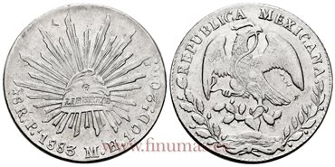 MEXICO - K377.12 - 8 REALES 1883 Potosi M.H.-EBC-