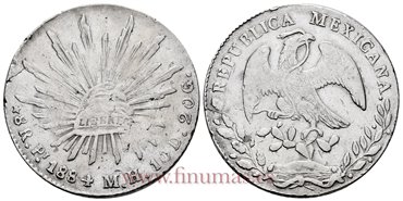 MEXICO - K377.12 - 8 REALES 1884 Potosi M.H.-MBC