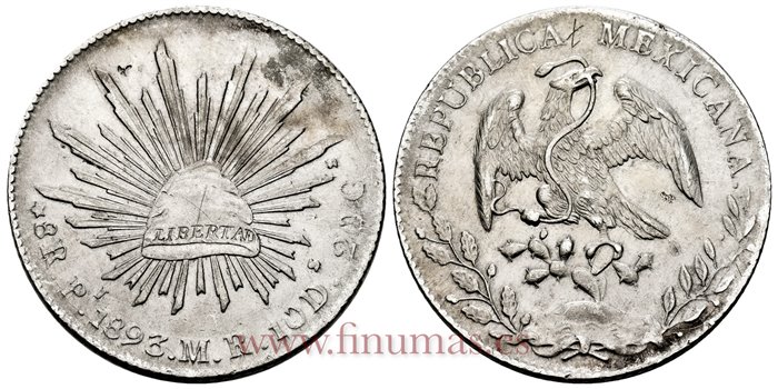 MEXICO - K377.12 - 8 REALES 1894 Potosi M.R.-EBC-