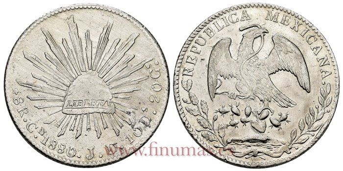MEXICO - K377-3 - 8 REALES 1880 Culiacan J.D.-EBC