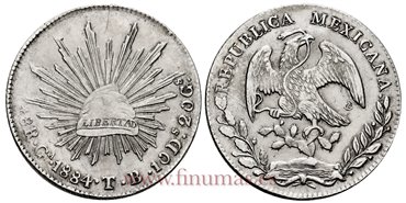 MEXICO - K377-6 - 8 REALES 1884 Guadalajara.-EBC-