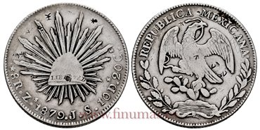 MEXICO - K377-13 - 8 REALES 1879 Zacatecas J.S.-MBC