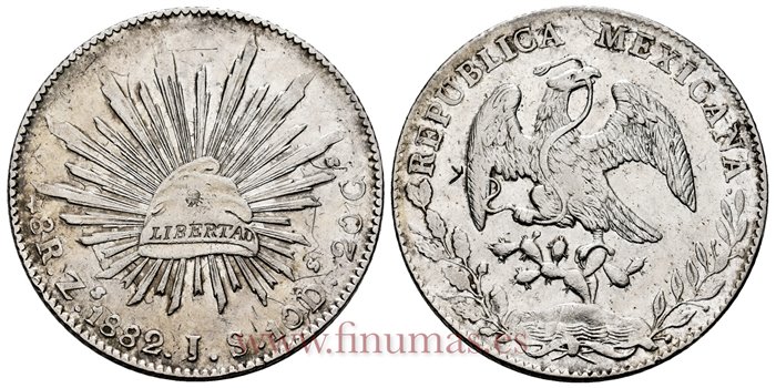 MEXICO - K377-13 - 8 REALES 1882 Zacatecas J.S.-EBC-